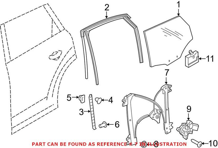 Audi Window Regulator – Rear Passenger Side 4M0839462A