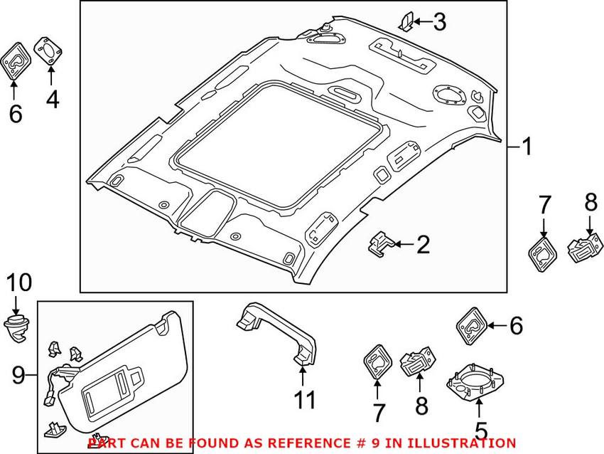 Sun Visor – Pasenger Side (Without Alcantara Silver)