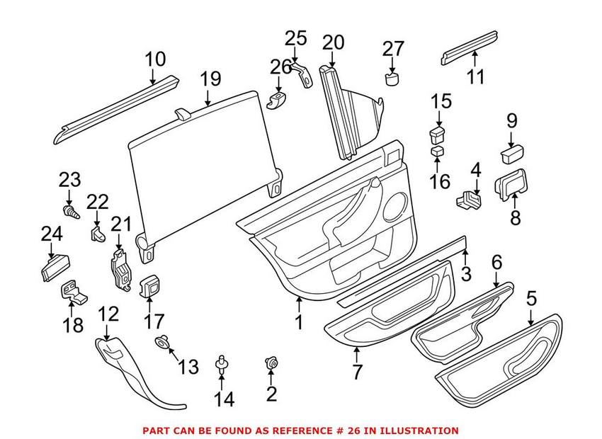 Window Sun Blind Hook – Rear (Door) (Black)