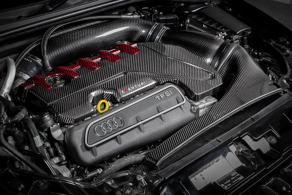 Eventuri Audi 8Y / 8V RS3 / 8S TTRS Black Carbon and Red Kevlar Engine Cover