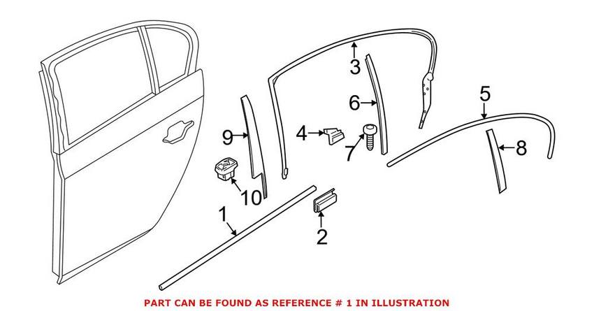 Window Frame Trim – Rear Driver Side Lower (Black)