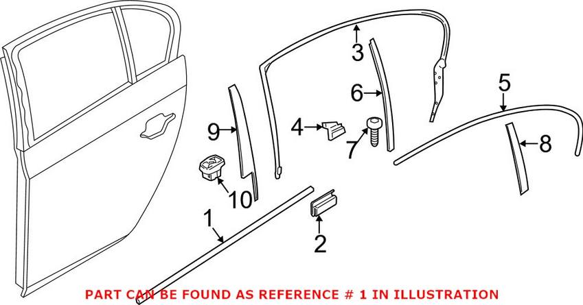 Window Frame Trim – Rear Passenger Side Lower (Black)