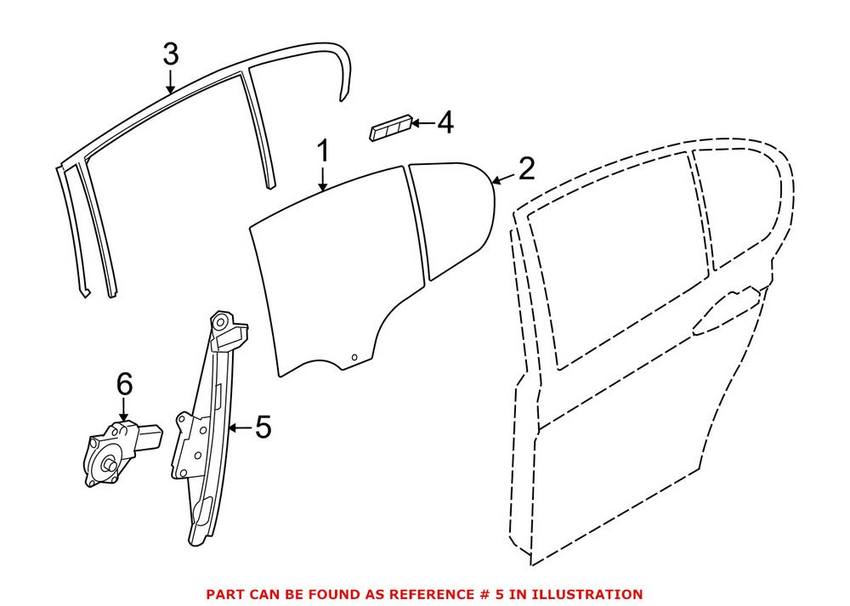 BMW Window Regulator – Rear Passenger Side (w/o Motor) 51357281888