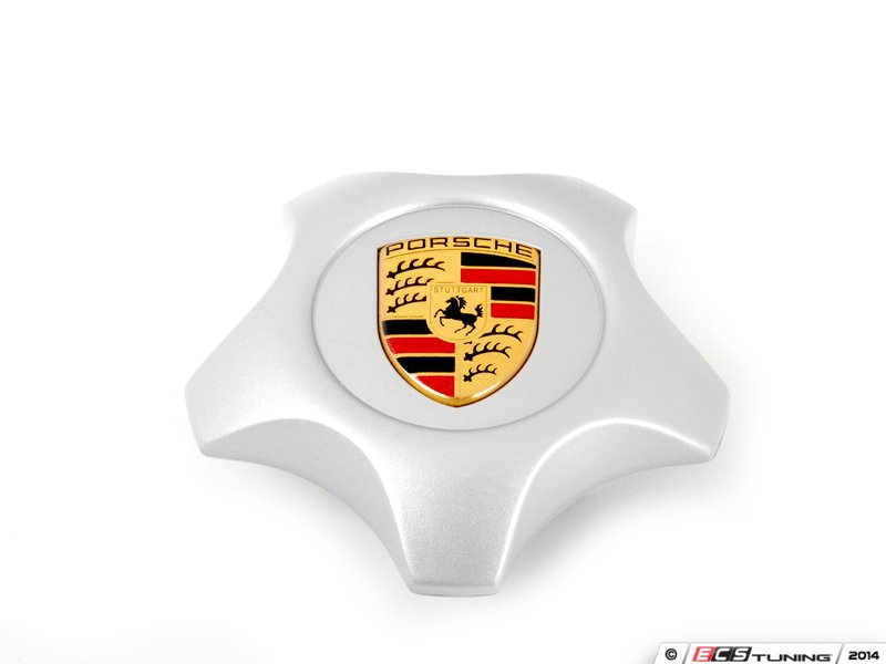 Silver Star-Shaped Center Cap With Full Color Porsche Crest - Priced Each