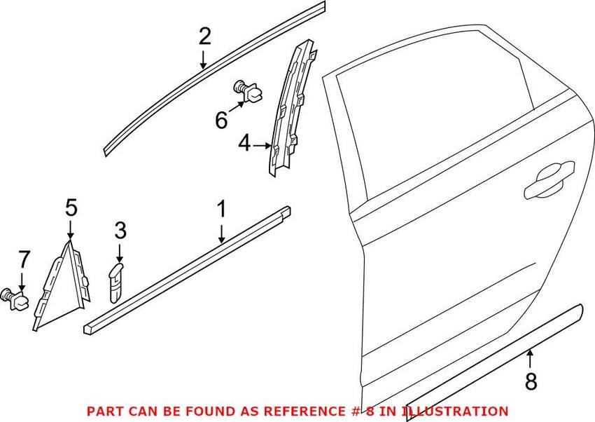 VW Trim Strip – Rear Driver Side (Chrome) 561853753A2ZZ