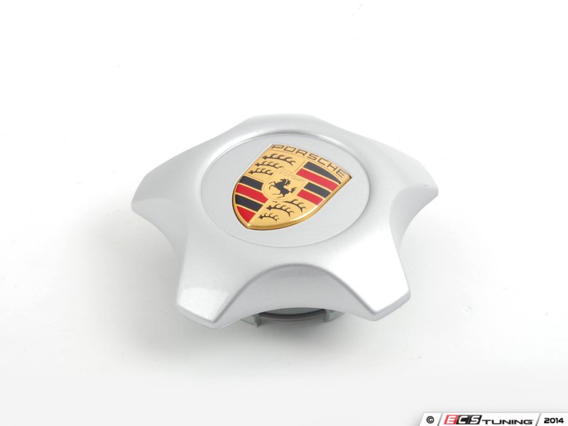 Silver Star-Shaped Center Cap With Full Color Porsche Crest - Priced Each