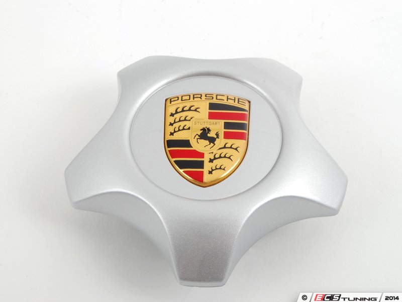 Silver Star-Shaped Center Cap With Full Color Porsche Crest - Priced Each