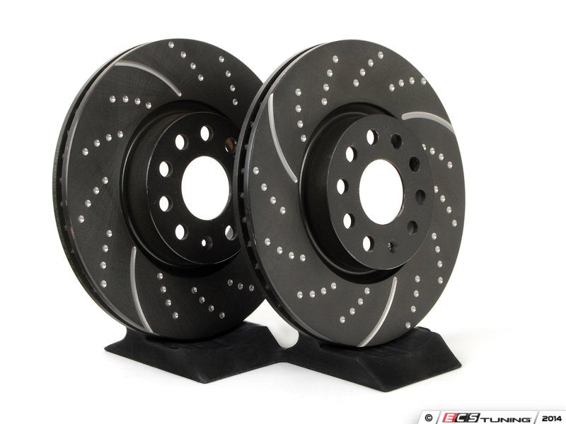 Front Slotted & Dimpled Brake Rotors - Pair (312x25)