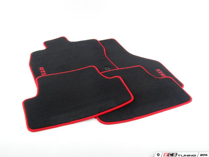 MojoMats - Carpeted Floor Mats Black / Red Piping