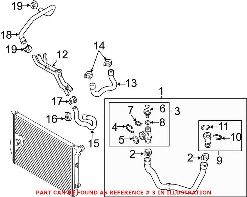 VW Radiator Coolant Hose Adapter 5C0122291C – Genuine VW/Audi