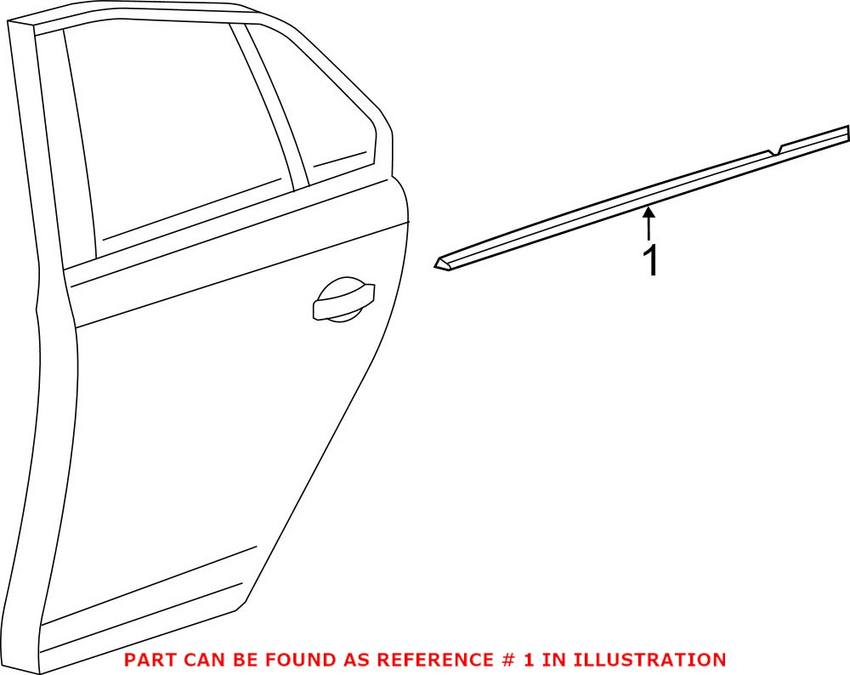 Window Trim Seal – Rear Driver Side (Aluminum Finish)