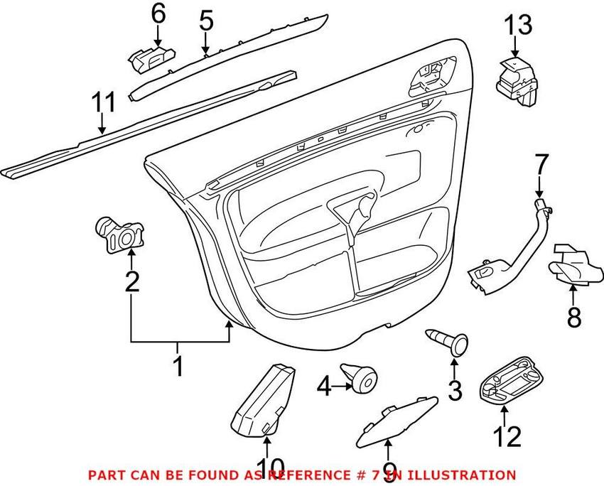 VW Interior Door Pull Handle – Rear Passenger Side 5C6867256C81U