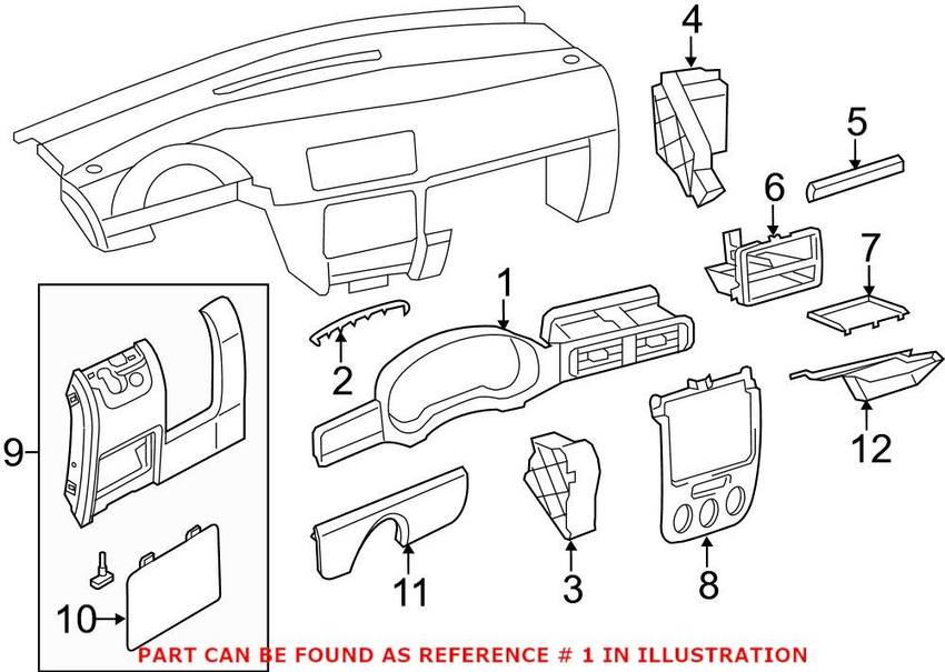 VW Instrument Cluster Bezel 5C7857059G TAI – Genuine VW/Audi