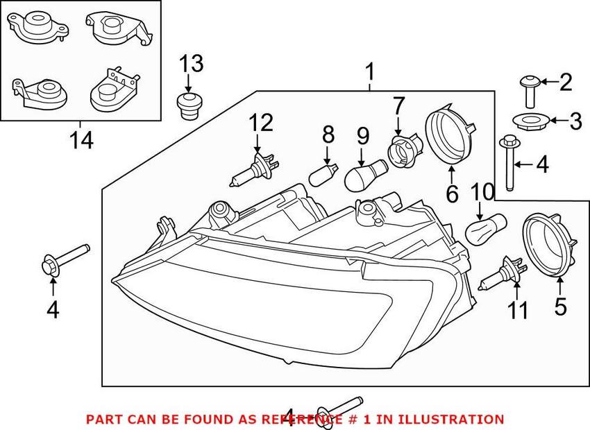 VW Headlight Assembly – Driver Side (Halogen) 5C7941005J