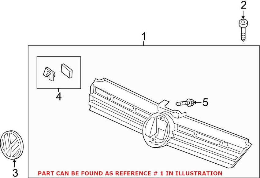 VW Grille – Front Upper 5G0853651CSZLL