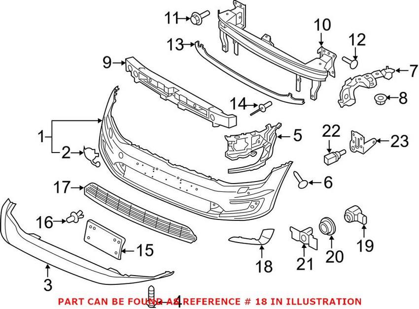 VW Grille – Front Passenger Side Outer