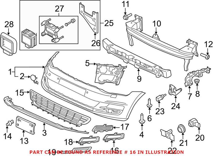 VW Fog Light Cover – Front Passenger Side 5GM8532129B9