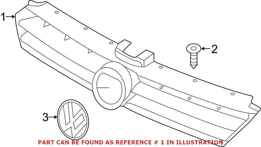 VW Grille – Front Upper 5GM853651AFZLL