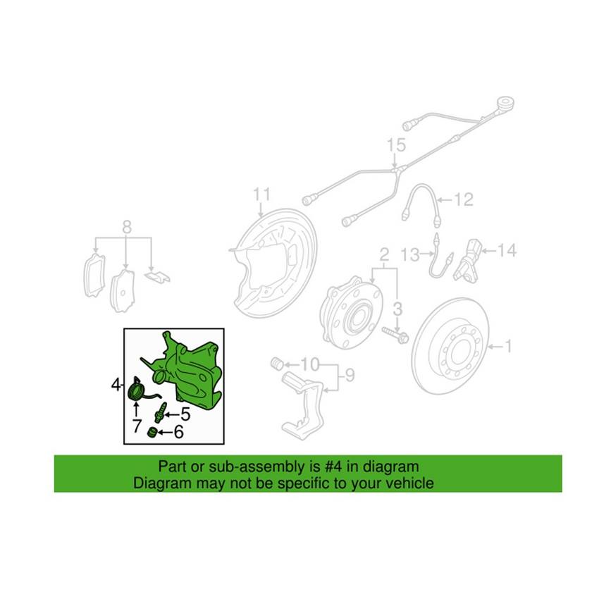 VW Disc Brake Caliper – Rear Passenger Side 5K0615424