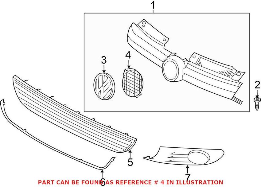 VW Grille Emblem Bracket 5K0853343H81