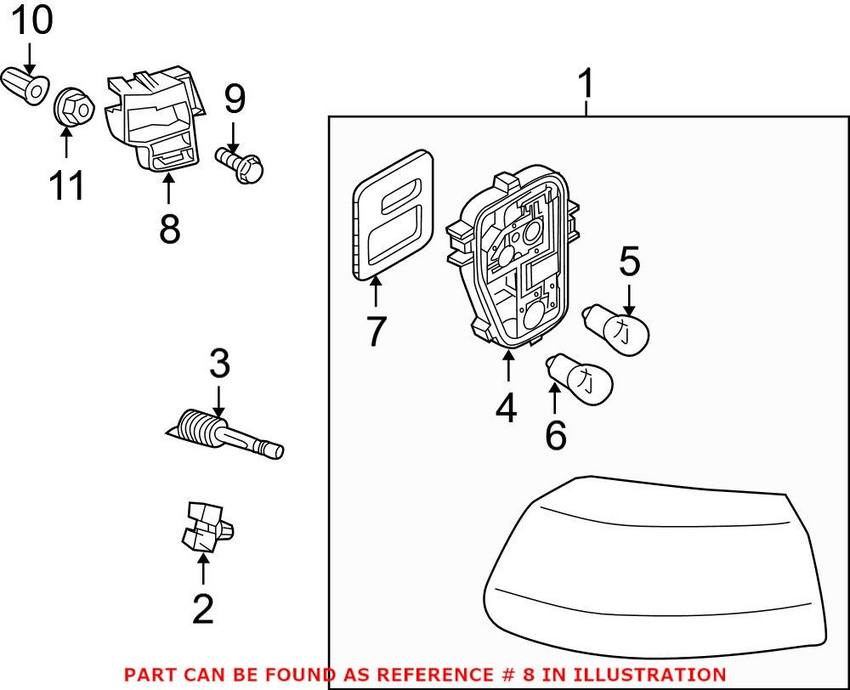 VW Tail Light Bracket – Driver Side 5K6807393A