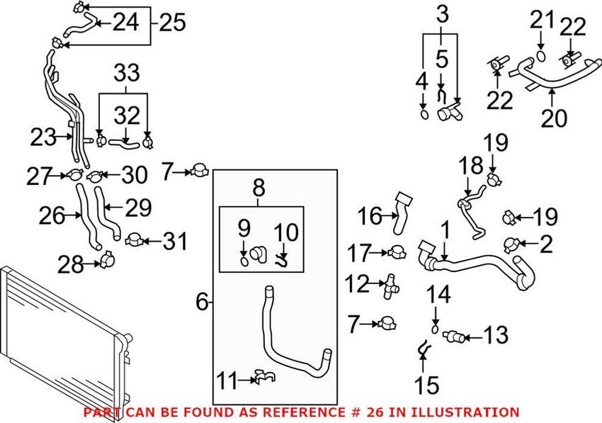 Audi Engine Coolant Hose 5N0121109D – Genuine VW/Audi