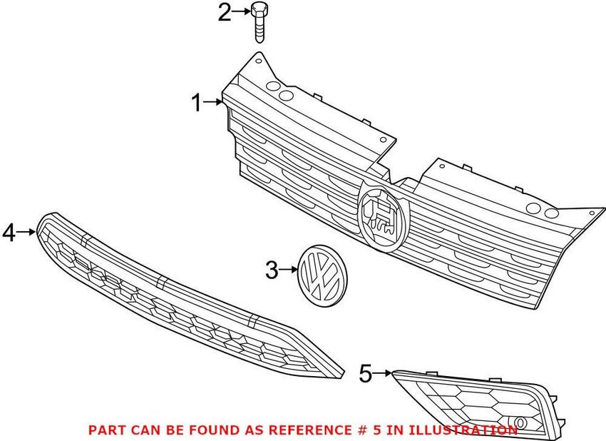 VW Grille – Front Driver Side 5NN8536659B9