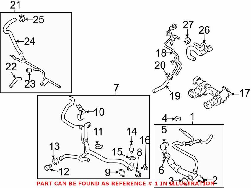 Audi VW Radiator Coolant Hose – Upper 5Q0122101CM