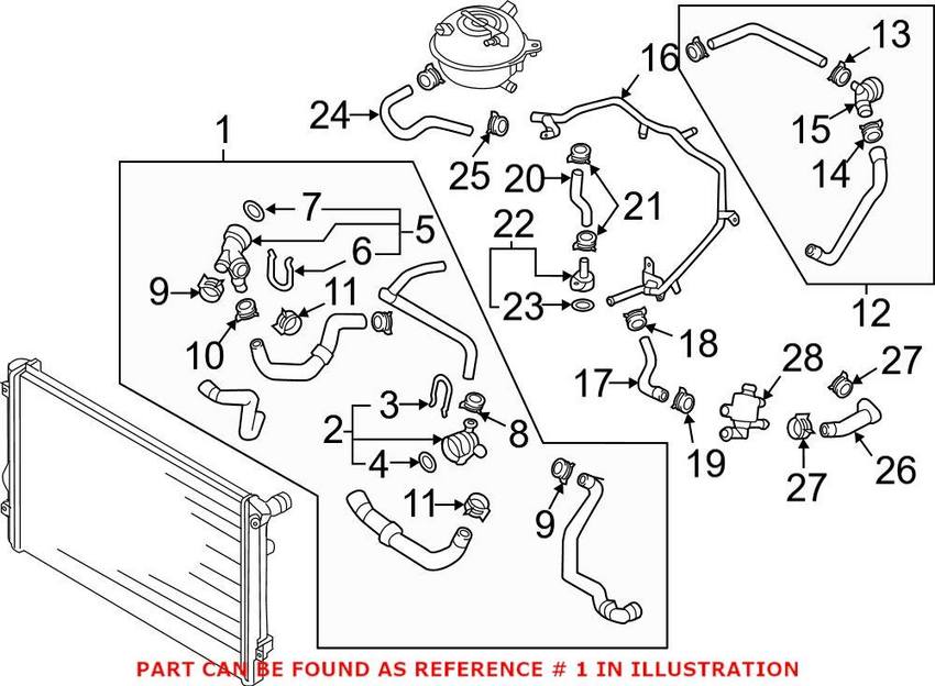 VW Radiator Coolant Hose – Upper 5Q0122101DT