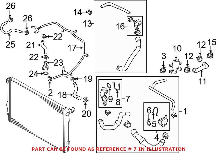 VW Radiator Coolant Hose Adapter 5Q0122291AL