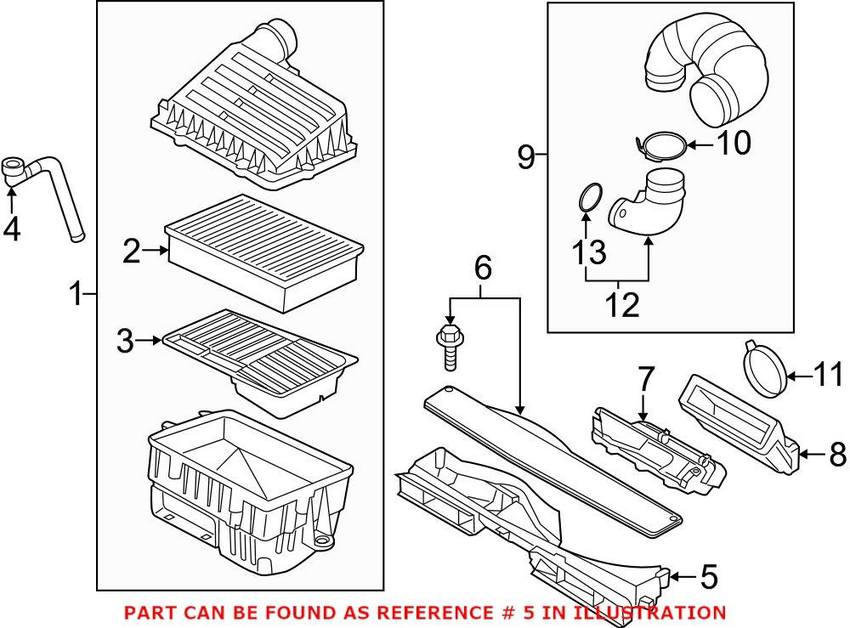 Audi Engine Air Intake Hose 5Q0129254B – Genuine VW/Audi