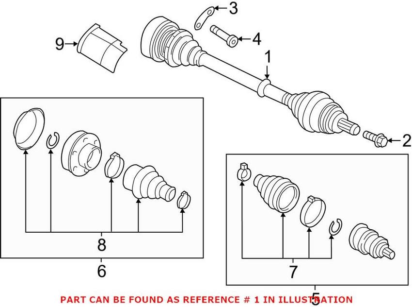 Audi Axle Assembly – Front Driver Side (New) 5Q0407271AP