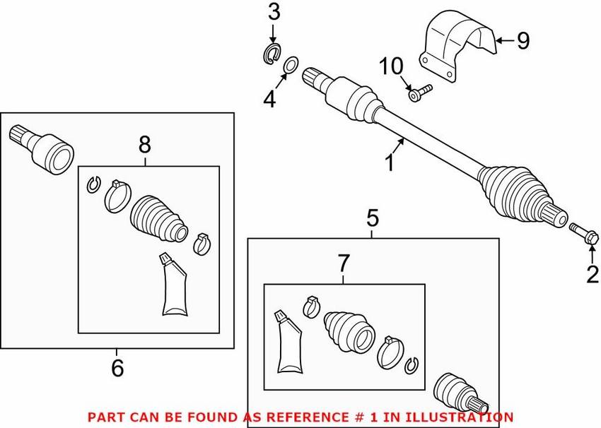 Audi CV Axle Assembly – Front Passenger Side