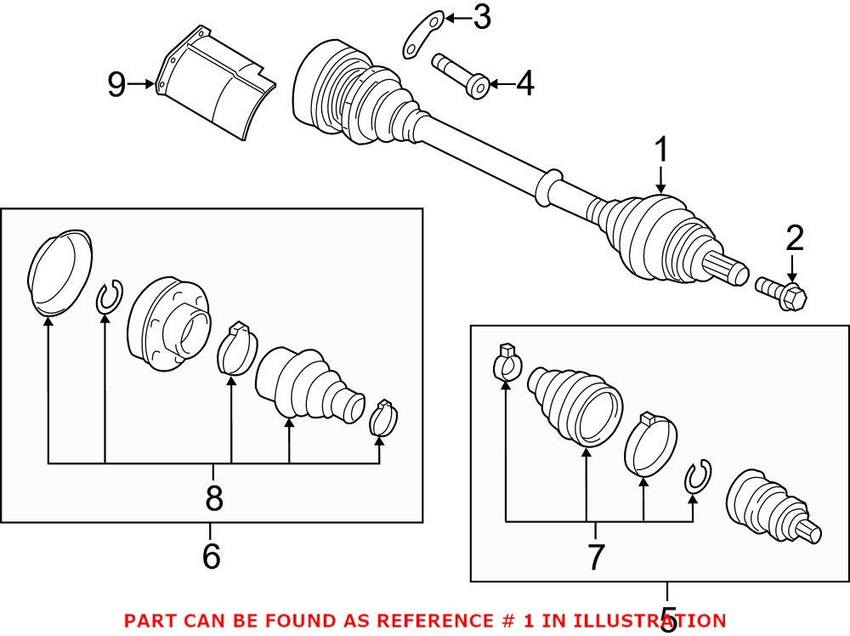 Axle Assembly – Front Passenger Side (Auto Trans) (New)