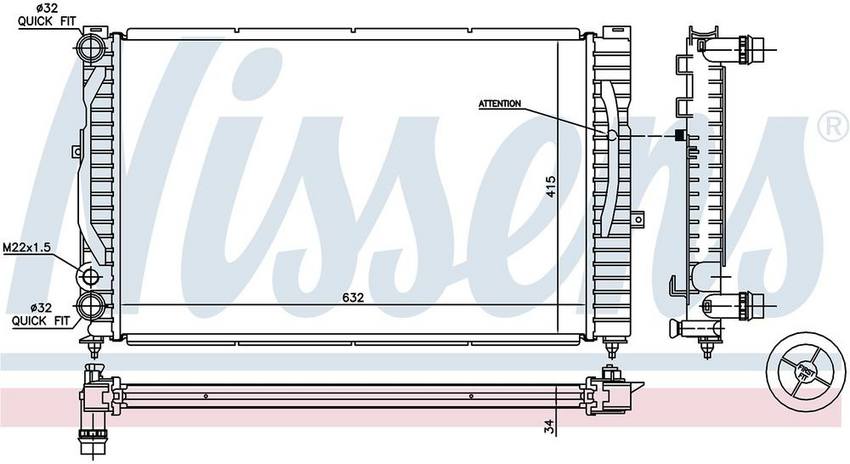 Audi VW Radiator 8D0121251P – Nissens 60299