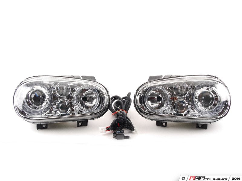 OE HID Replica Projector Headlight Set - Chrome