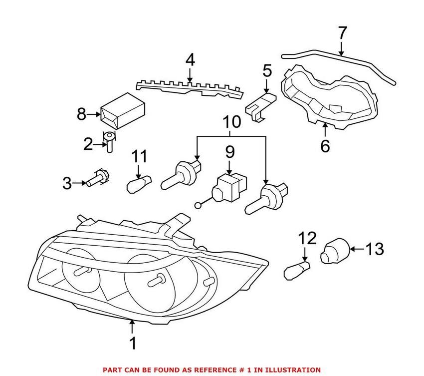 BMW Headlight Assembly – Driver Side (Halogen) 63116924667