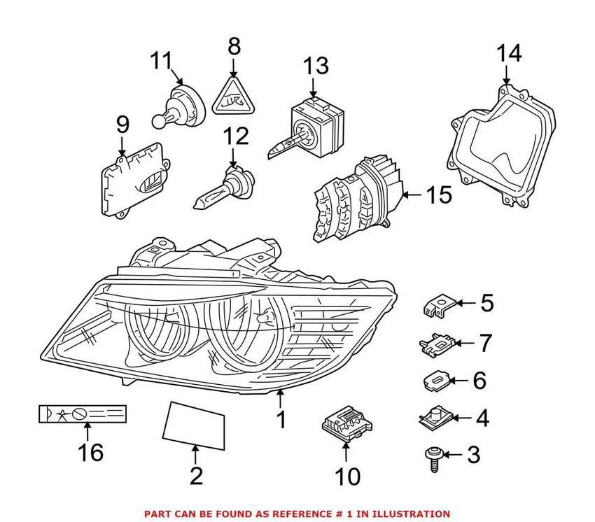 BMW Headlight Assembly – Passenger Side (Xenon) 63117240246