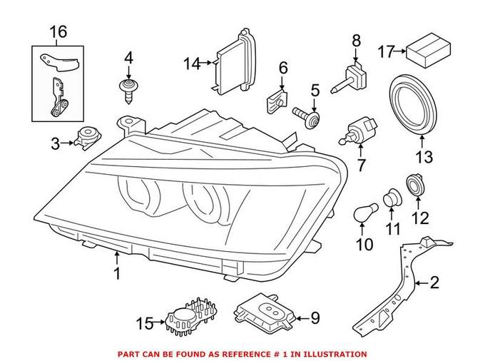 BMW Headlight – Front Driver Left 63117276995