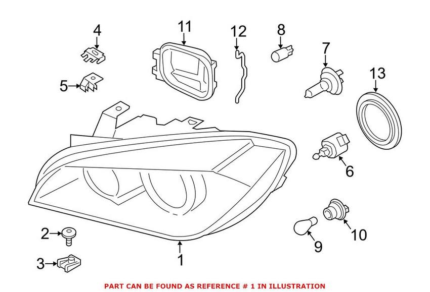 BMW Headlight Assembly – Driver Side (Halogen) 63117290237