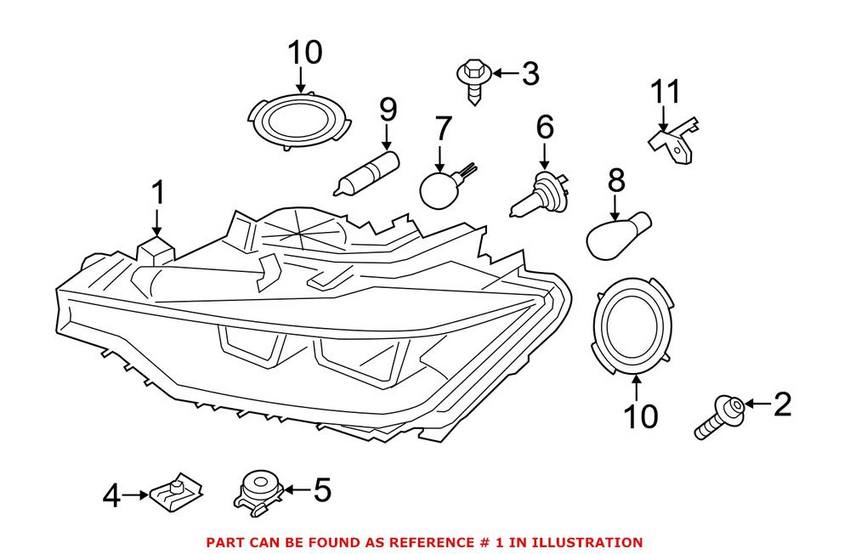 BMW Headlight Assembly – Passenger Side (Halogen) 63117338710