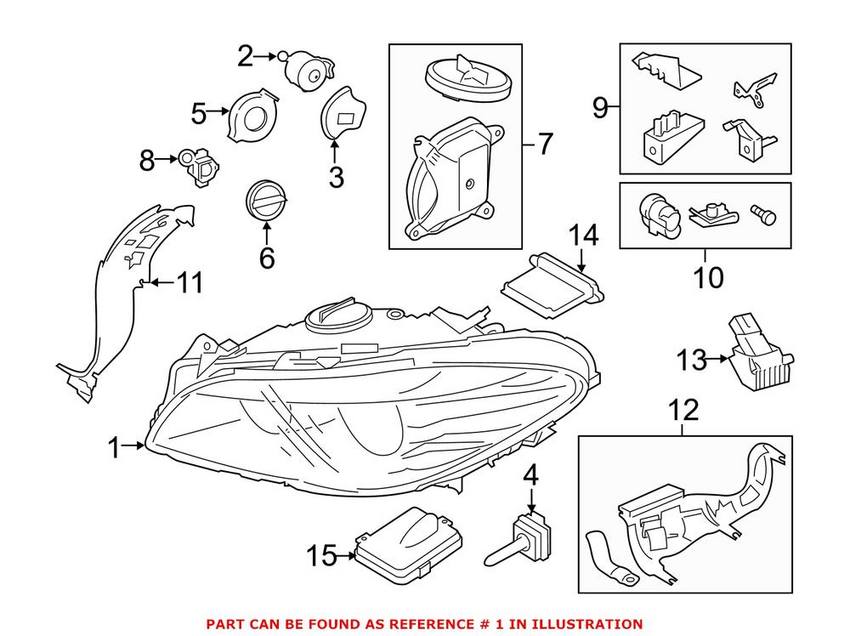 BMW Headlight Assembly – Driver Side (Xenon) 63117343905