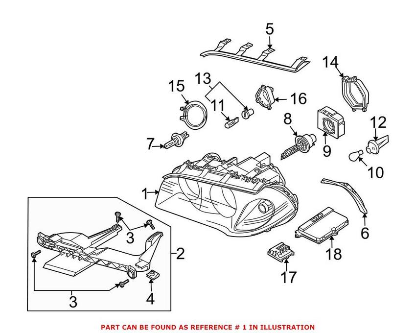 BMW Headlight Assembly – Passenger Side (Xenon) (Adaptive) 63123456046