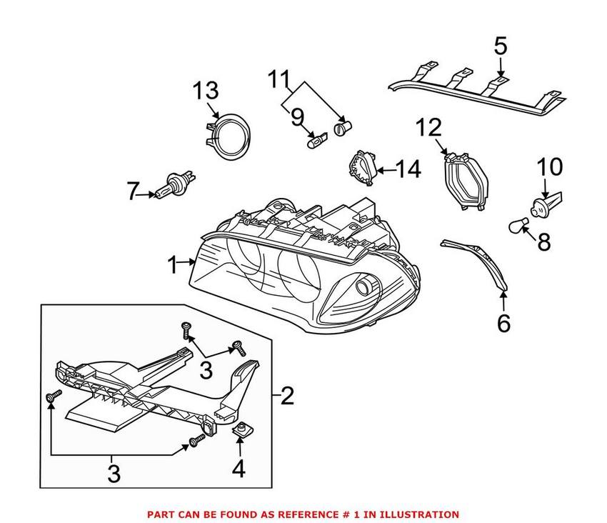 BMW Headlight Assembly – Driver Side (Halogen) 63127162201