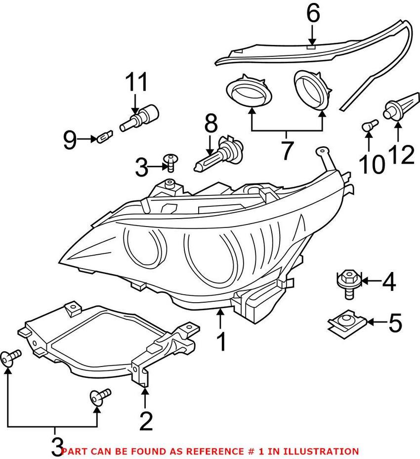 BMW Headlight Assembly – Driver Side (Halogen) 63127166115