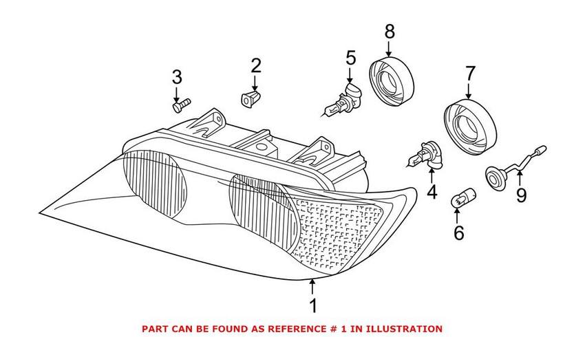 BMW Headlight Assembly – Driver Side (Halogen) 63128381091