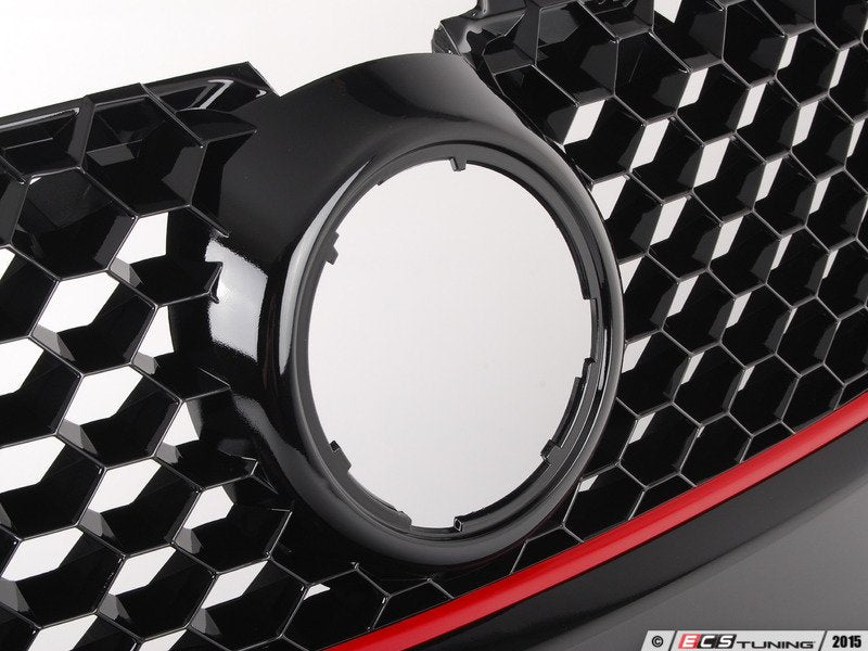 Honeycomb Grille - Black With Red Strip