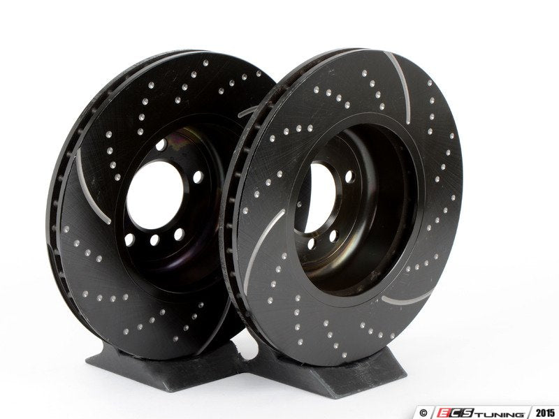 Front Cross Drilled & Slotted Brake Rotors - Pair