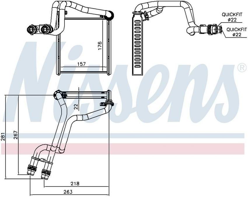 VW HVAC Heater Core – Front – Nissens 73942