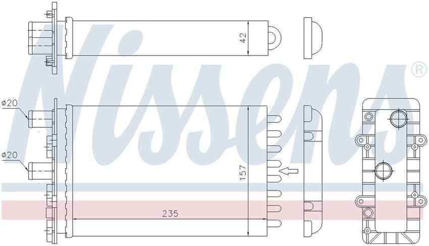 VW HVAC Heater Core – Rear – Nissens 73974